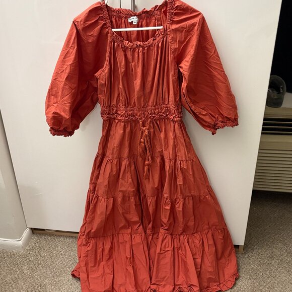 Yakira Bella Knee Length Cinched Waist Burnt Orange Dress Size Medium - Picture 1 of 2